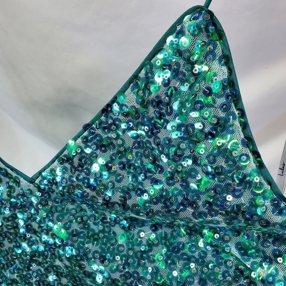 LULUS Force of Fashion Blue Backless Sequin Mini Dress mermaid NWOT size S (A-7) - Picture 8 of 15